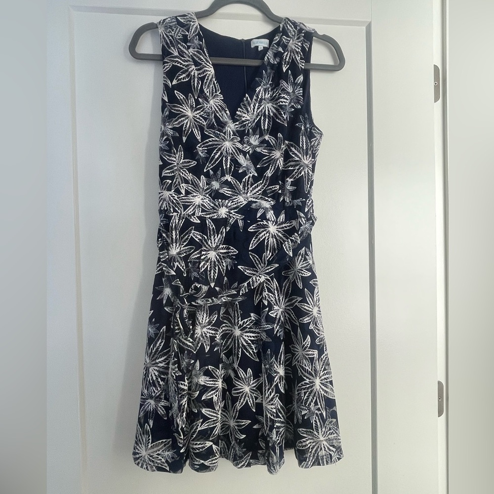 Elegant Navy and White Floral Dress